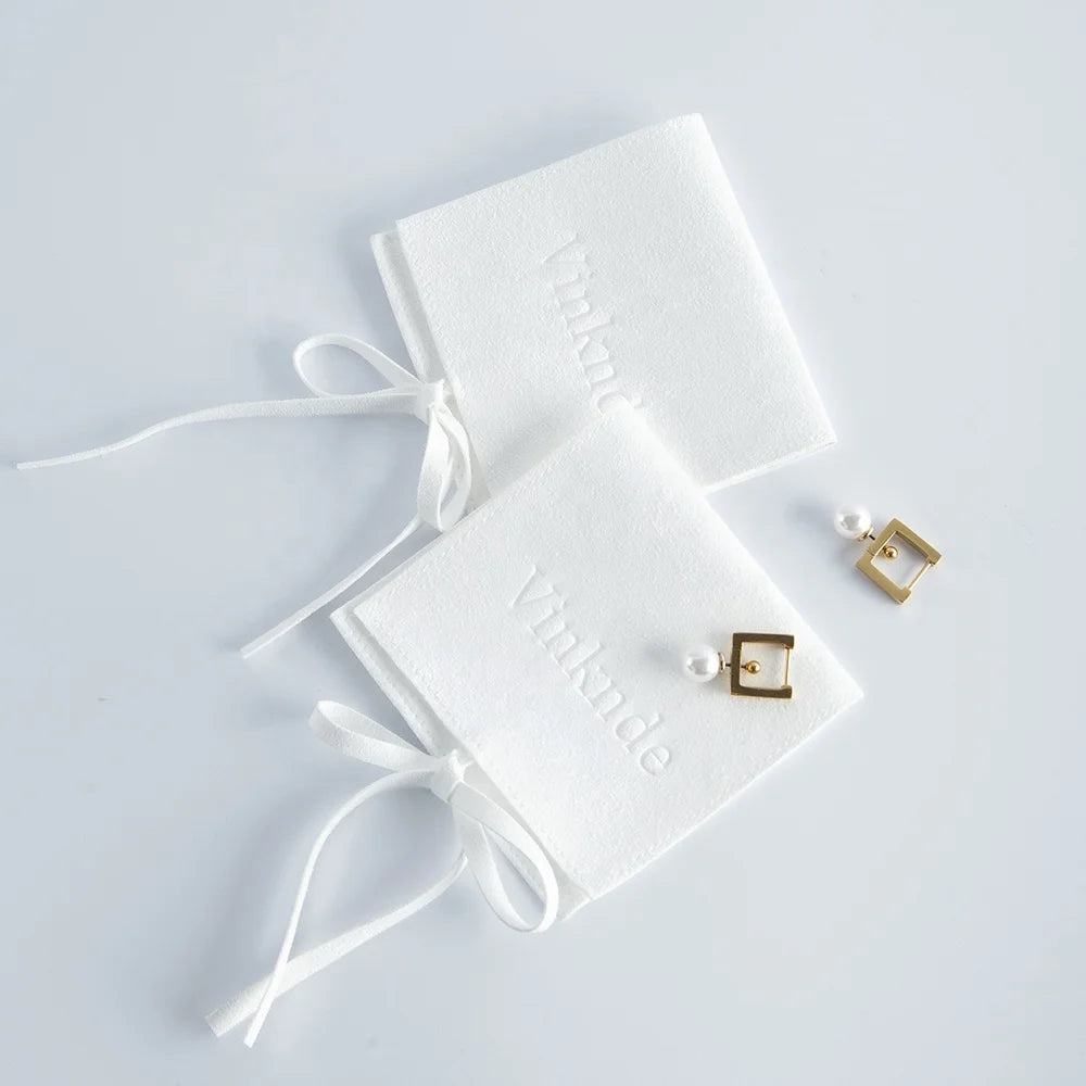 6*6 cm White Microfiber Envelope Velvet Pouches Small Jewelry Storage Gift Packaging Bags for Earrings Ring Bracelet Necklace
