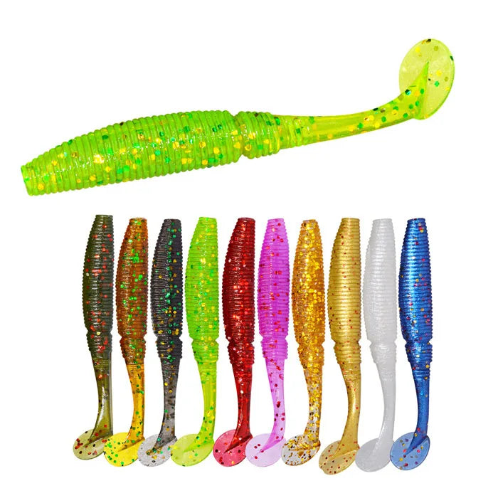Factory Price Small T Tail Soft Lure 50mm 1g 15pcs Soft Fishing Lures Soft Bait Worm Grubs T Tail Wobblers