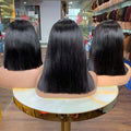 10 to 20 Inch Bone Straight Human Hair Wig Hair Vendor 13 by 4 Full Frontal Lace Bob Wig for Ladies Nature Color Wigs