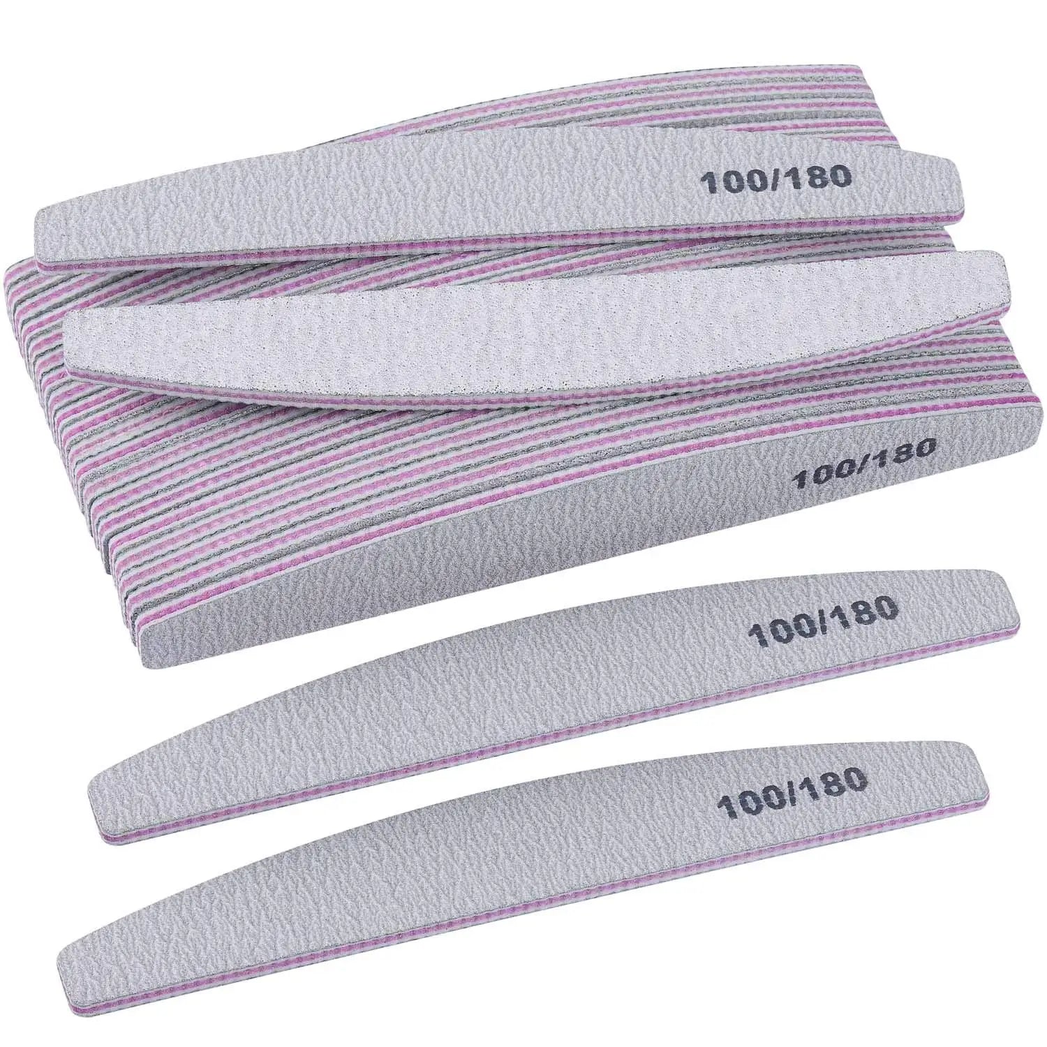 Nail File Professional Nail Files Reusable Double Sided Emery Board(100/180 Grit) Nail Styling Tools for Home and Salon