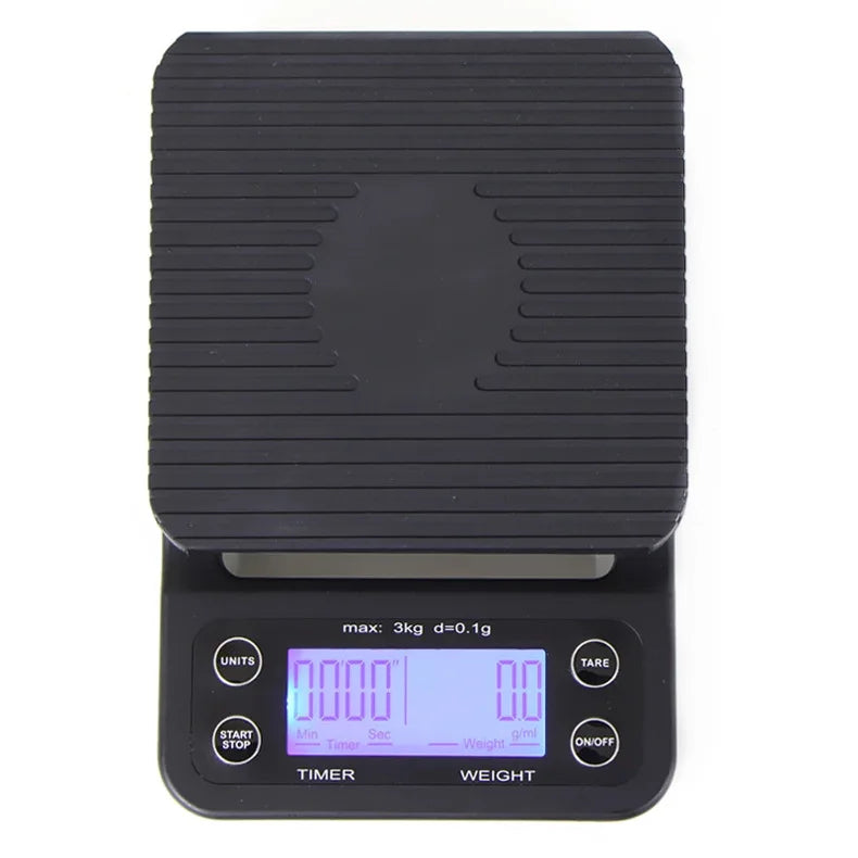 2025 Best Selling Stainless Steel Auto Smart Coffee Scale 3kg 0.1g LCD 2*AAA Batteries G/ml/oz/lb CN;ZHE