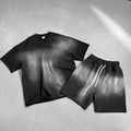 Yingling 2025 430g Sun Faded Shorts With Drawstring Heavy Cotton Acid Washed Short Custom logo Men Sun Faded Sweat Shorts