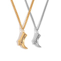 Tarnish Free Fahion Jewelry Cowboy Boots Pendant Necklace PVD 18K Gold Plated Stainless Steel Shoe Pendant Necklace