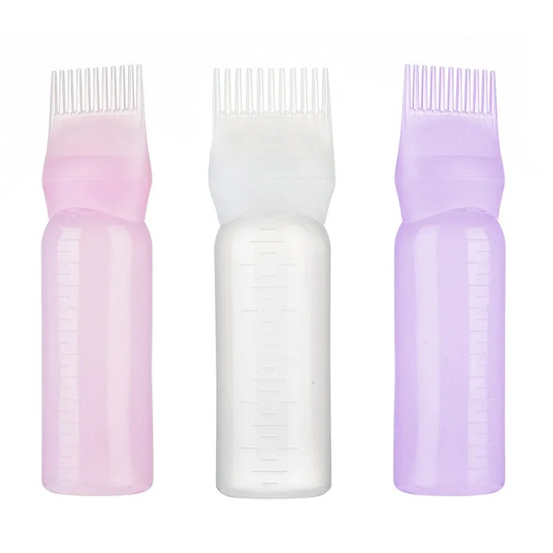 60ml Hair Dye Bottle Comb Hairdressing Styling Tool Squeeze Bottle for Salon Home Use