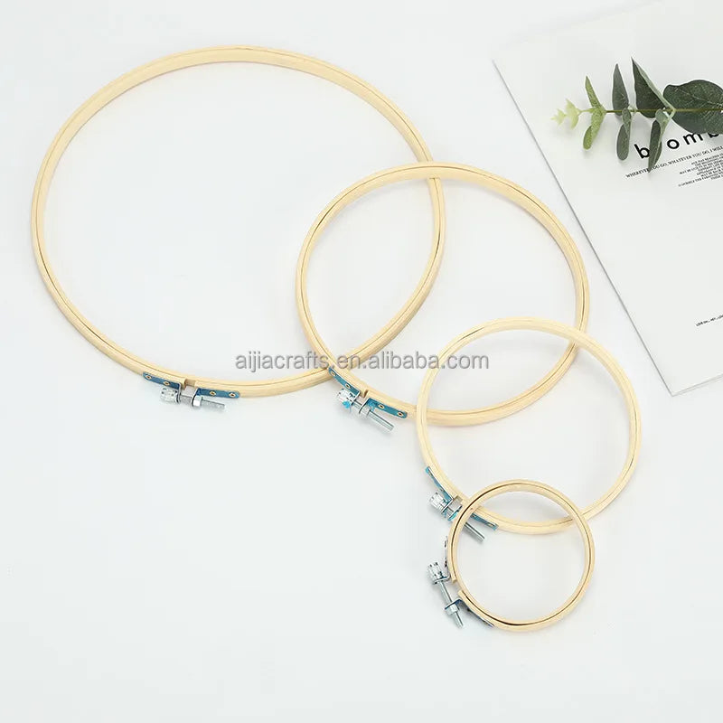 Bamboo Circle Cross Stitch Hoop Ring embroidery Hoop 6 Inch