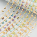 C308 1m/lot DIY Chain Nickel-Free 18K Gold Plated Copper Natural Stone Jewelry Findings Components for Bracelet Necklace Making