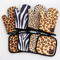 Leopard Print Oven Mitt Gloves Pad Zebra Stripes Microwave Baking Anti-Hot Insulation Mat Cow Stria Kitchen Accessories Decor