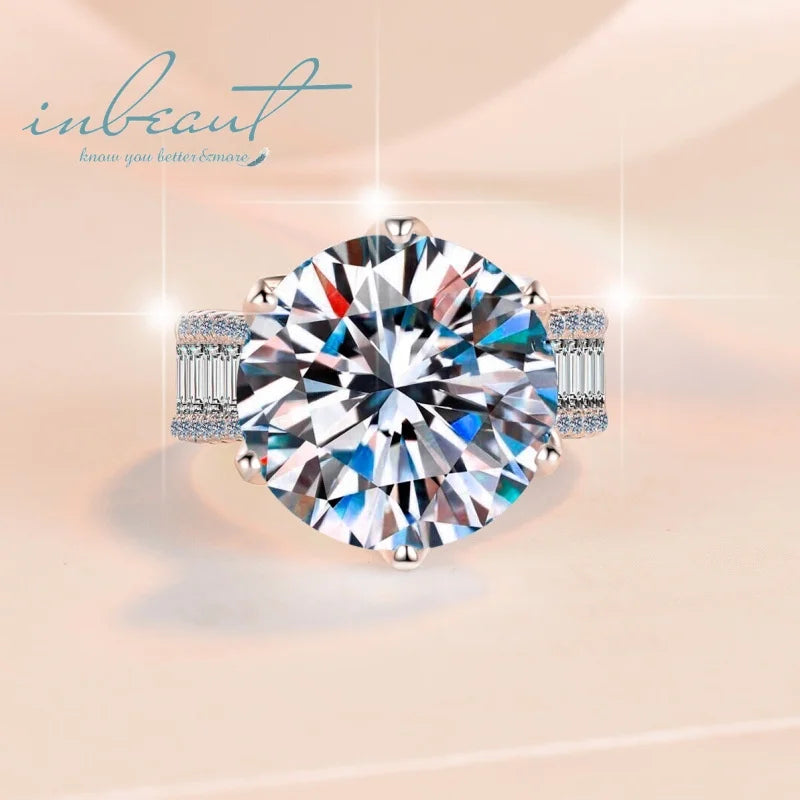 Silver 925 Original 10 Carat Round Brilliant Cut Diamond Test Past D Color Moissanite Wedding Ring for Women Gemstone Jewelry