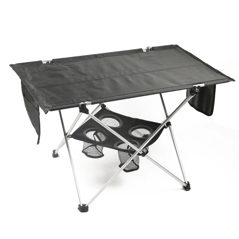 China Manufacturer Foldable Durable Modern Aluminum Alloy Lightweight Outdoor Camping Table 4 Cup Holders Outdoor Furniture 25kg