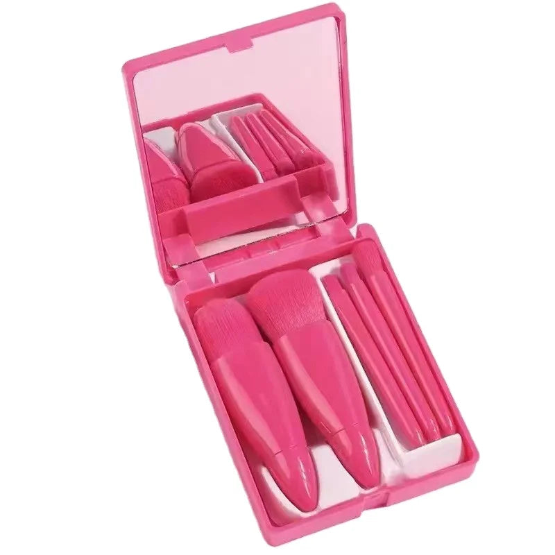 Portable Custom Logo Eco Friendly 5-Piece Makeup Brush Travel Candy Eyeshadow Loose Powder Blush Brushes Box Package