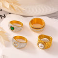 Luxury Stainless Steel 18k Gold Full Cubic Zirconia Wedding Engagement Finger Ring Women Cz Finger Ring for Jewelry Gift Anillos