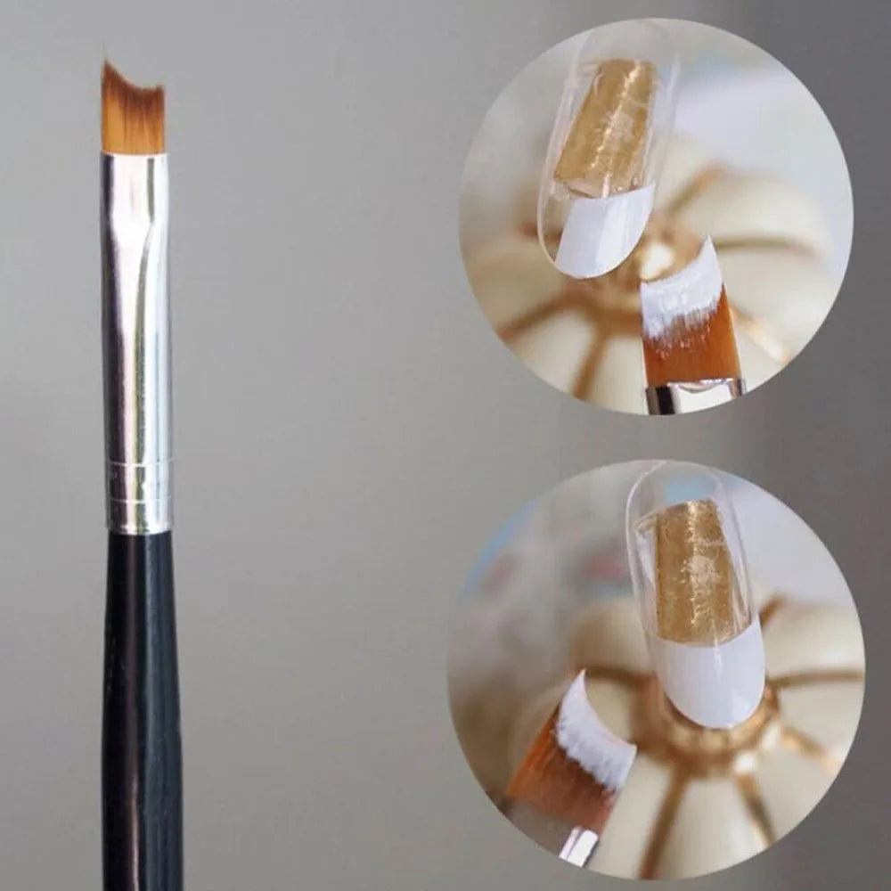 French Tips Oblique Nail Brush Black Handle Half Moon Shape Drawing Pen UV Gel French Tip Painting Drawing Pen Brush