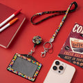 College Logo Customized ID Holder Crystal Polyester Lanyard Zinc Alloy Rhinestone Breakaway Safety Hook Embossed Printing