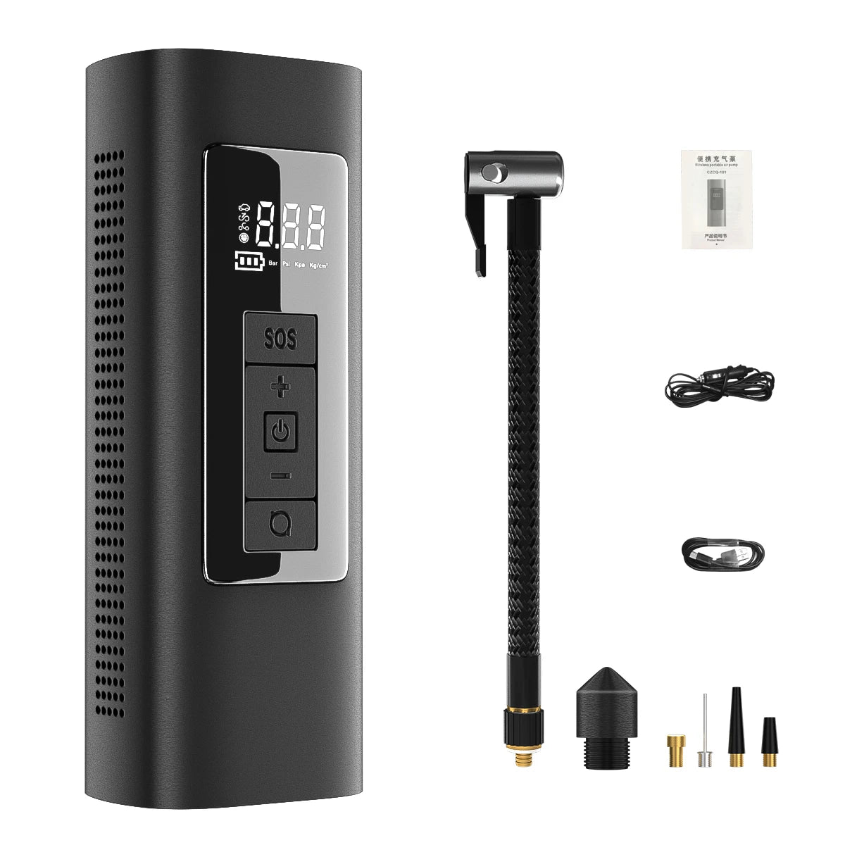 2026 Hot Selling Multifunctional Intelligent Digital Display Rechargeable Lightweight Electric Bicycle Pump for Tire Inflating