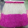22cm Width Handmade Double Mixed Crystal Beads Fringe 5.5 Yards One Bundle Dance Dresses Beaded Trim Fringe