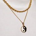 Custom Design Men Women 18K Gold Plated Stainless Steel Necklace Cool Enamel Tai Chi Yin Yang Pendant Necklace for Mens Jewelry