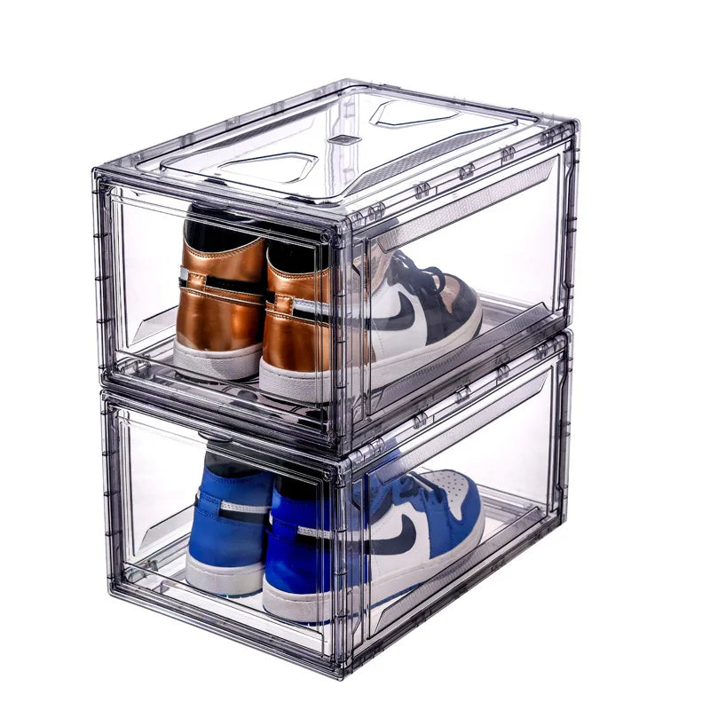 Custom White Detachable Shoe Storage Box Plastic Container Injection Molding Rectangle Shape PET Material for Shoes