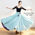 Blue 540 720Degree Flowy Dance Skirt Chiffon Double Color Belly Dance Dress Long Skirt Performance Costume for Women