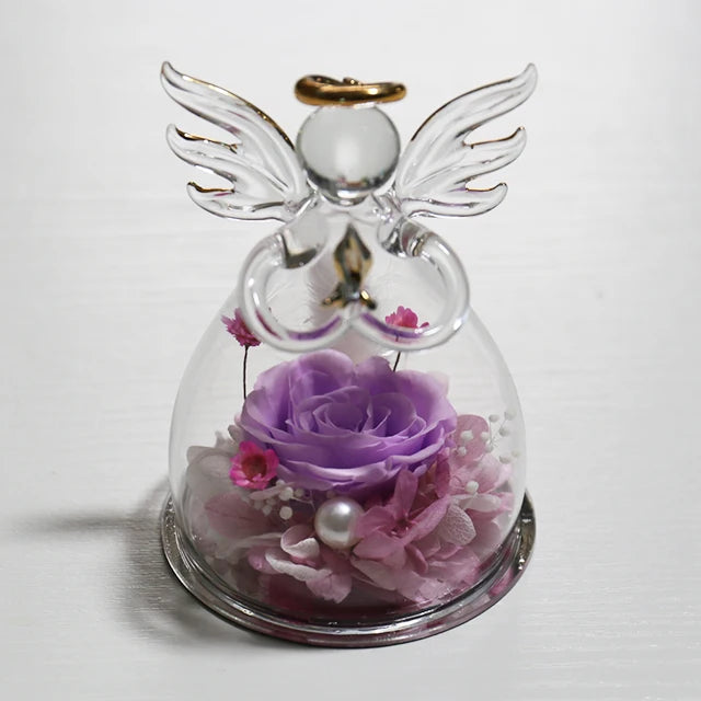 Hot Sale  Rosa Preservada Eternal Preserved Rose Forever Everlasting Flower Inside Angel in Glass Gifts  for  Mother's Day