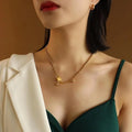 K028 Personality Irregular Balance Ball Lock Head Round Rod Titanium Steel Gold Bracelet Necklace Set Lock and Key Necklace
