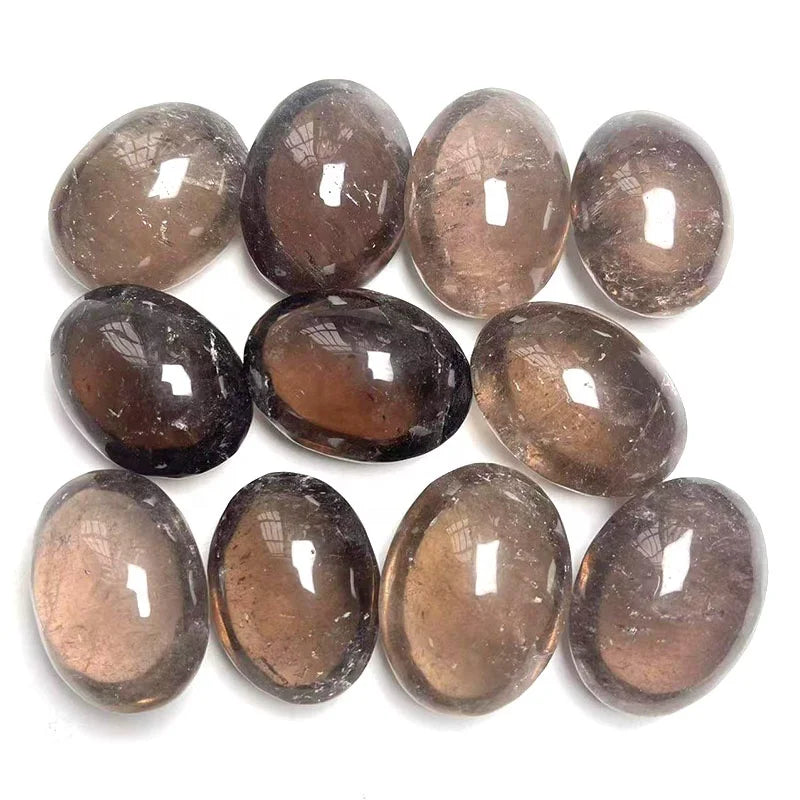 Natural Hand Carved Smoky Quartz Palm Healing Crystal Quartz Palmstone for Decoration