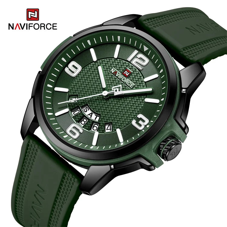 NAVIFORCE 9215T BGNGN New Fashion Waterproof Men Quartz Wristwatch Sport Casual Watches Luxury Watches with Luminous Clock