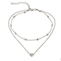 Wholesale New 2 Layers Gold Color Love Heart Adjustable Necklace Multilayer Chain Choker Necklace