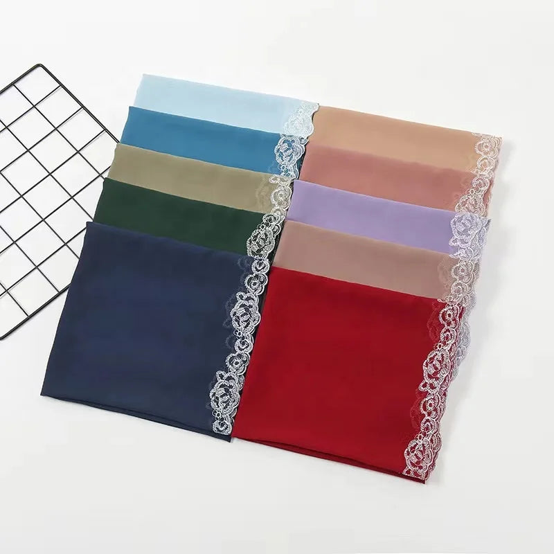 Zifeng OEM Sciarpa Instant Hijab Plain Lace Scarf Bubble Chiffon Scarf for Women Hijab Scarf