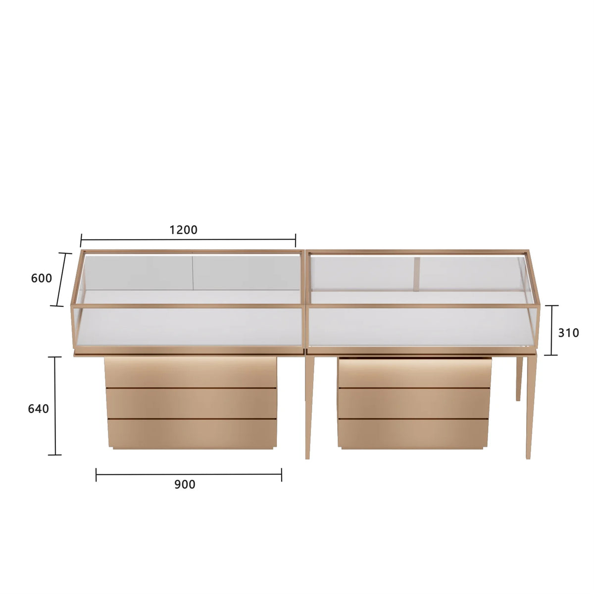 2023 Shangliang GT-09 Modern Luxury Stainless Steel & Glass Jewelry Display Case with LED Lighting for Showroom Counters MegaBDM