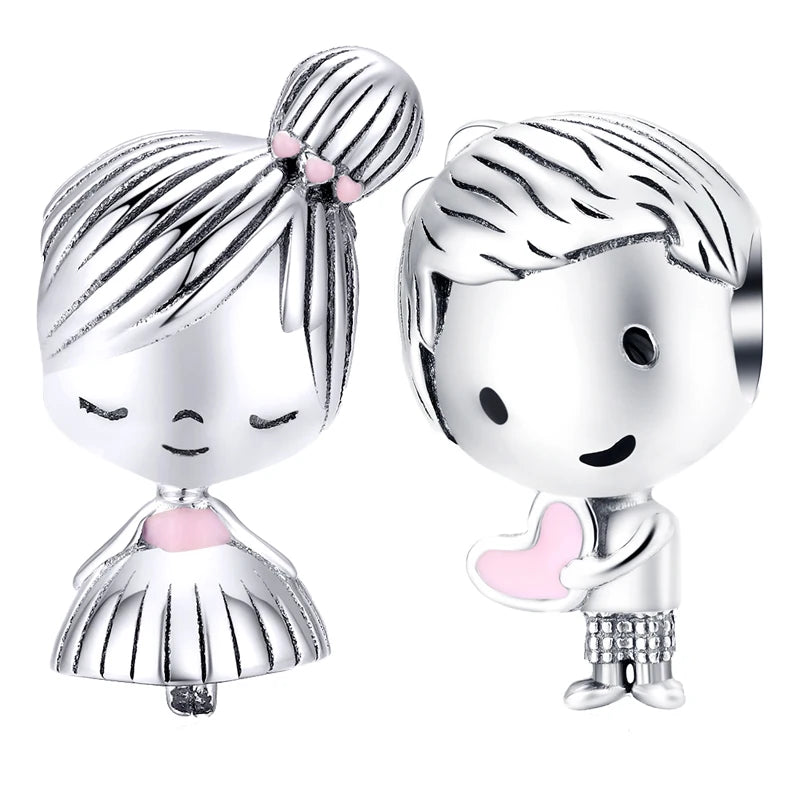 Wholesale 925 Sterling Silver Boy & Girl Beads Friendship Boy Charms Fit Original Bracelet Pendant Silver 925 Jewelry SCC1334