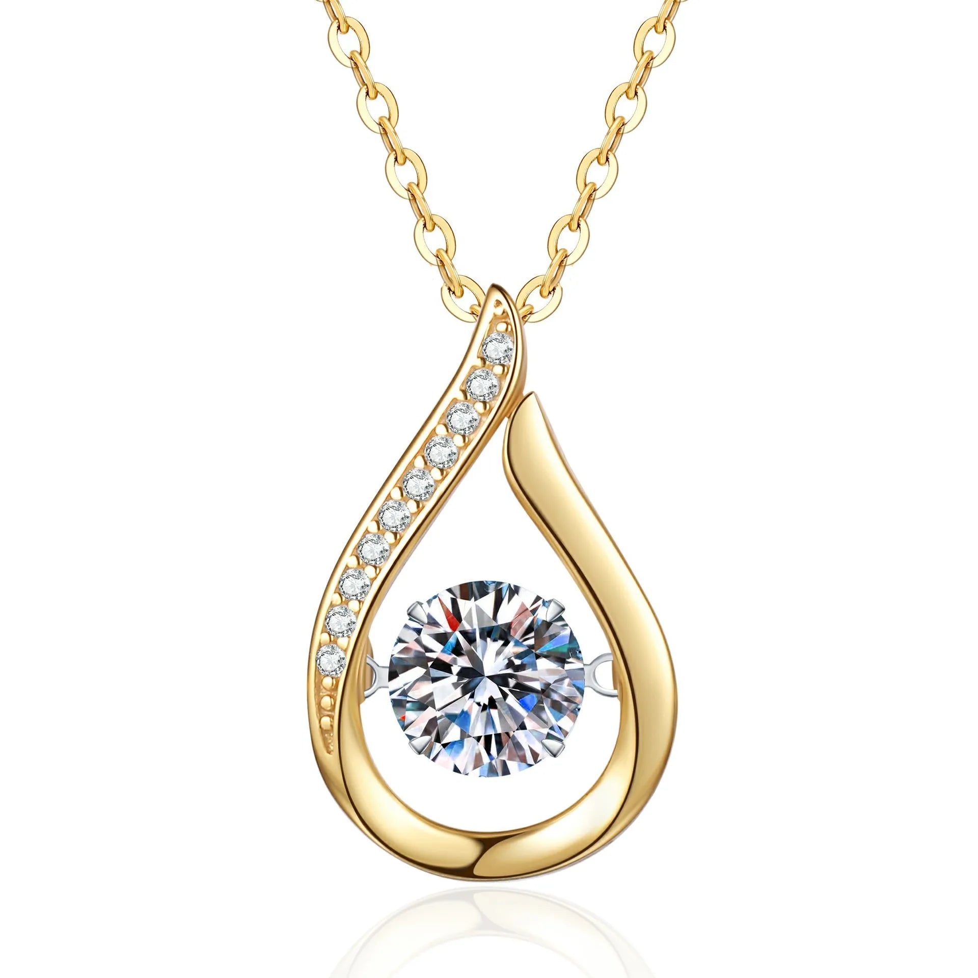 Wholesale 925 Sterling Silver Fine Jewelry Water-drop Pendant Necklace With 1Carat D Color Moissanite Necklace for Women