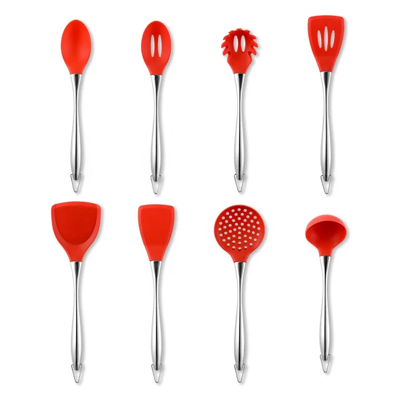 304 Stainless Steel & Silicone Spatula Non-Stick Kitchen Utensils with Hollow Handle for Pots & Pans Sustainable and Stocked