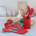 11-Piece Kitchen Utensil Set Food Grade Silicone Tools High Heat Resistant Dishwasher Safe Eco-Friendly Includes Storage Bucket