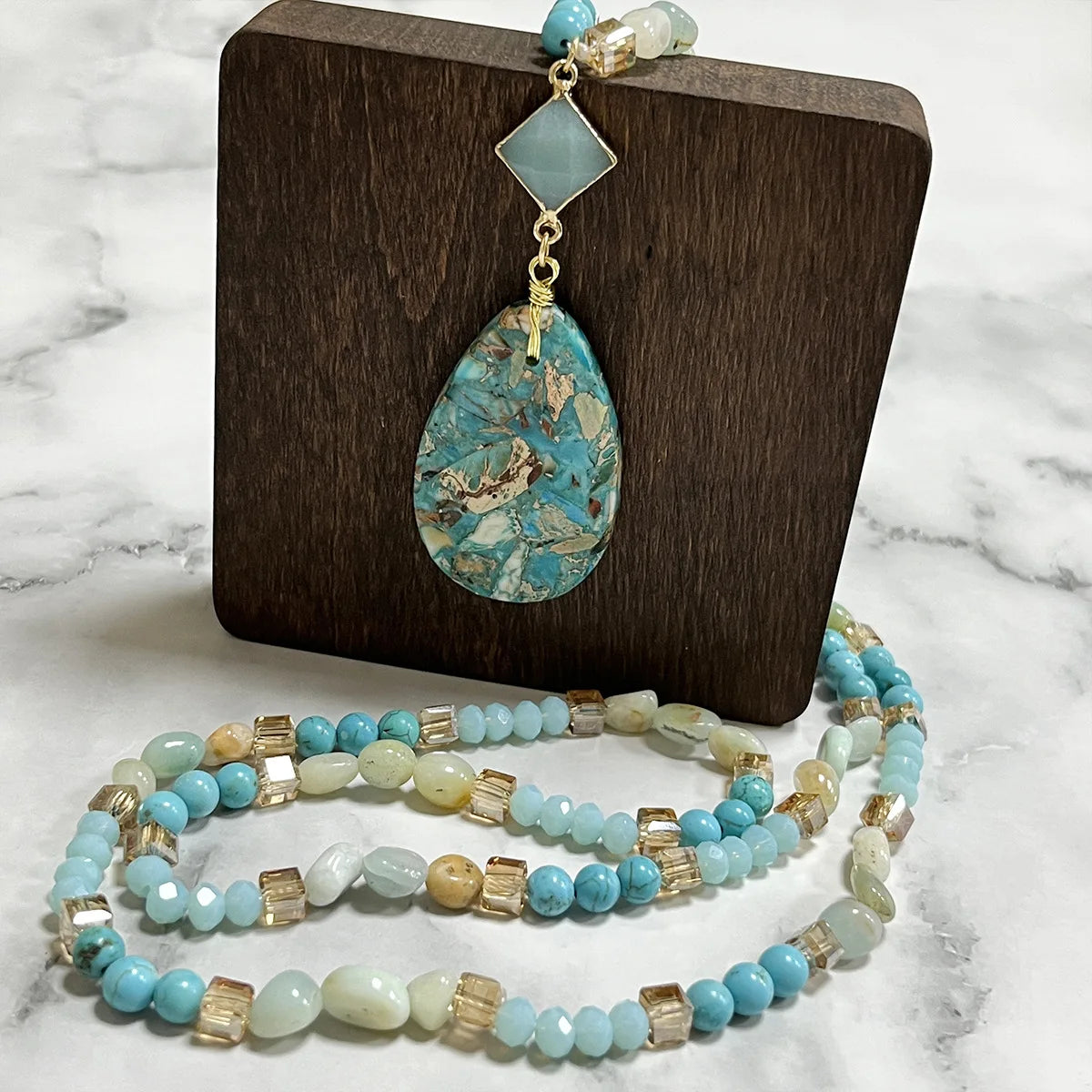 Natural Purple Emperor Stone Pendent Necklace for Women Irregular Beaded Choker Healing Energy Crystal Fashion Stone Jewelry