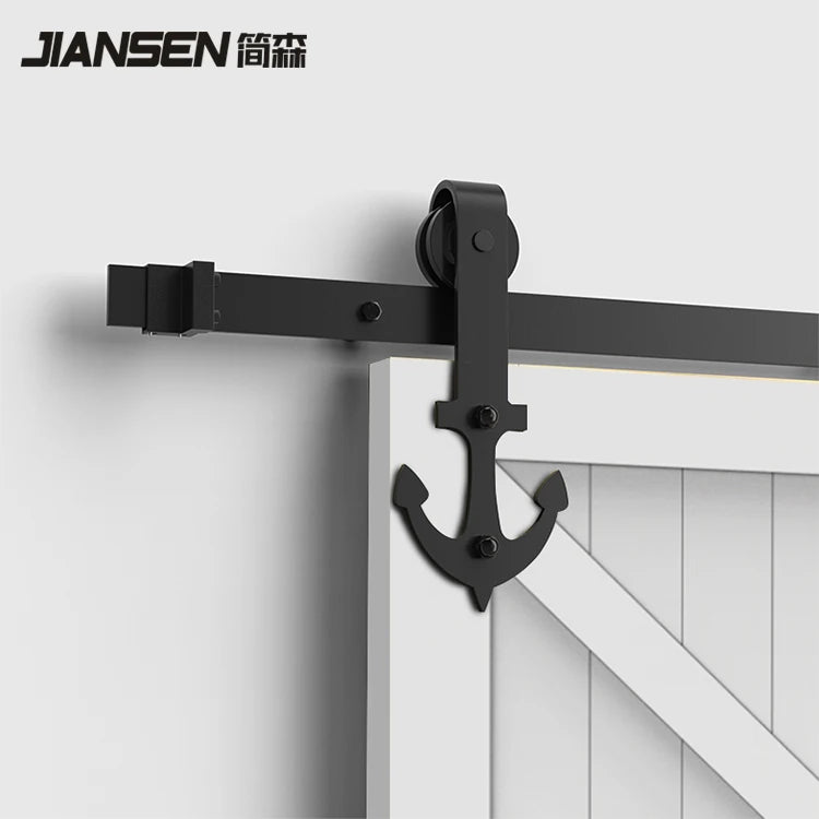 Black Modern American Anchor Type Sliding Barn Door Slide Rail Track Barn Door Hardware Kits