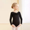 Girls Long Sleeve Ballet Leotards Children Cotton Mesh Splice Gymnastics Bodysuit Kids Cute Ruffles Dance Leotard