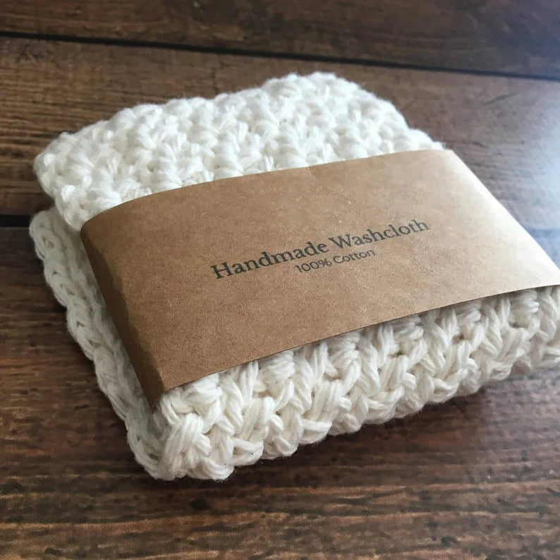 Y-Z Cotton Crochet Washcloth Face Cloth Set Knit Natural Cotton Wash Cloth Dish Cloth Unbleached Cotton Towel