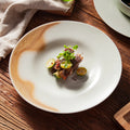 Shengjing Special Customized the Gradient Yellow Crockery Dinnerware Ceramic Soup Plates Porcelain Plato for Restaurant