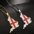 Stainless Steel Enameled England Map Charm Necklace 18K Gold Plated Enamel Support Team England Map Pendant Chain Necklace