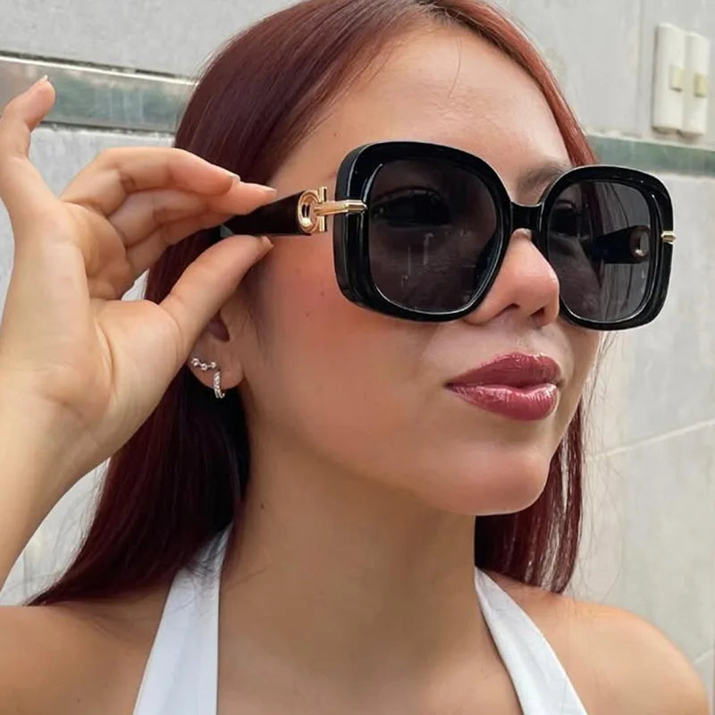 DOISYER Women's Trendy New Fashion Large Frame Square UV400 Sunglasses Rectangle Style PC Material Wholesale Sun Glasses Shades