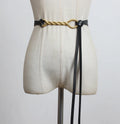 New Luxury Women Metal Pu Soft Long Belt With Twisted Brass Buckle Double Layer Waistbands Shirt Knotted Belt
