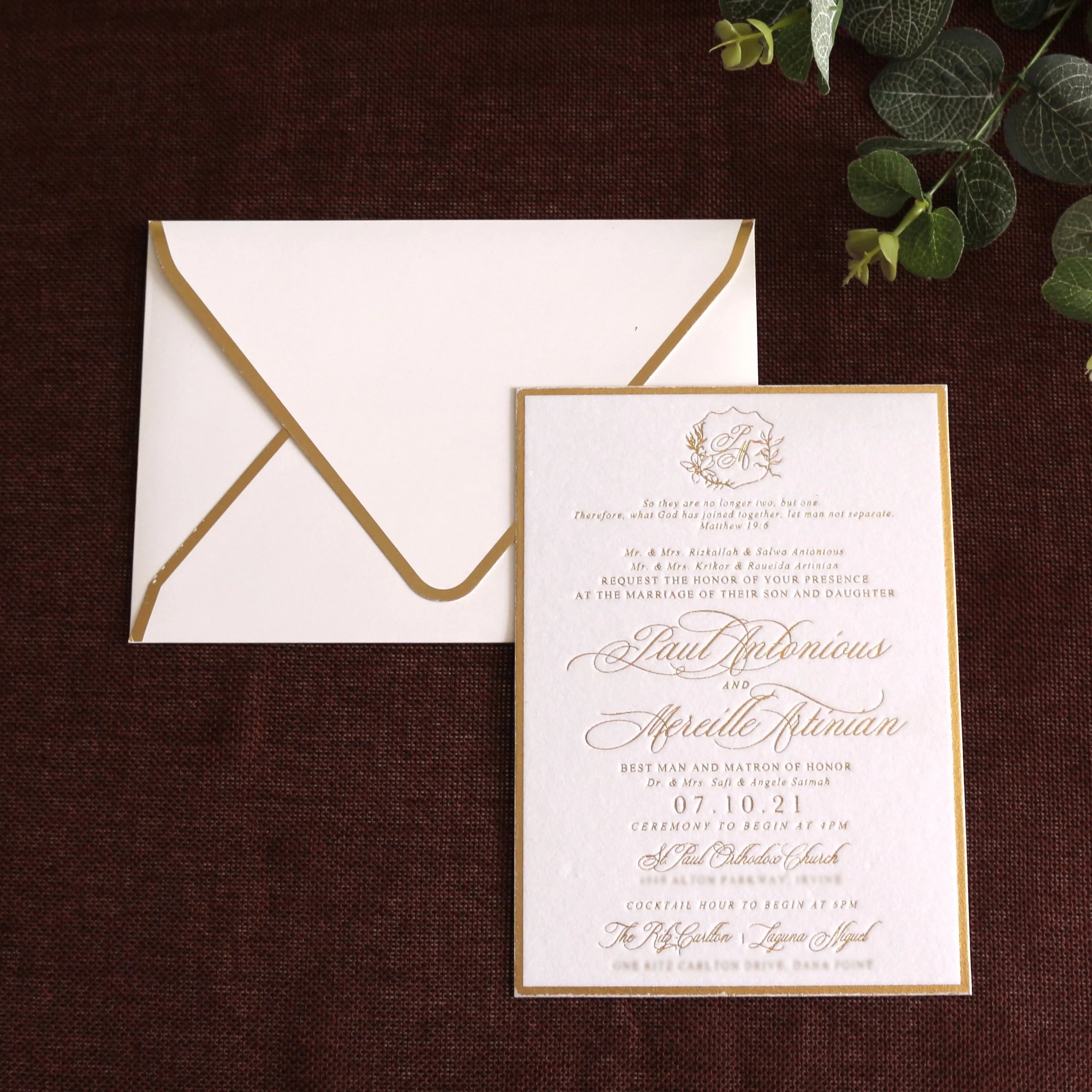 White Velvet Cartes De Marriage Wedding Card Invitation With Gold Foil Envelope