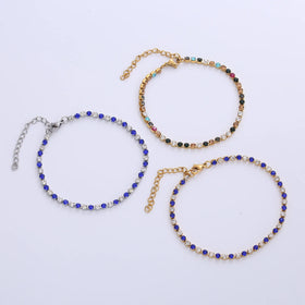 Stainless Steel Rainbow Zircon Bracelet CZ Tennis Chain Bracelet for Women