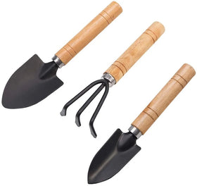 Hot Selling Gardening Tool Set Steel Spade Plastic Trowel & Rake Wooden Handle for Flower Plants Maintenance Cleaning Repair Use