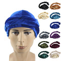 HZM-22365 Winter New Men's Velvet Solid Color Turban Hat Black Braid Hat Turban for Men