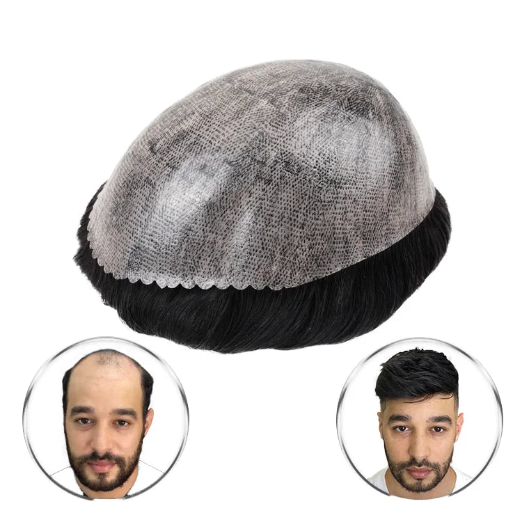 DURO INS 100% Virgin Remy Hair Hot Selling Injected Toupee for Men Skin Hot Selling 0.1mm Thin with Gauze Lace Base Wholesale