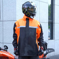 Fashionable Adult Motorcycle Raincoat Breathable Reflective Waterproof Polyester Rain Suit Spliced Colors Split Riding Rainwear