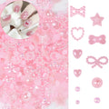 500Pcs/Bag Heart Star Bow Nail Art Pearl Charm White Pink Pearl Round 3D Nail Decoration DIY Accessories