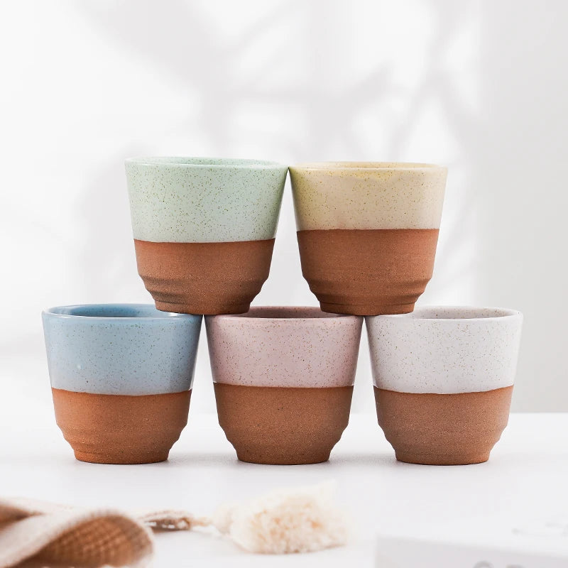 Factory Direct Sale Coarse Pottery Japanese Ceramic Tea Cup Terracotta Tea Cup Arabic Coffee Mug