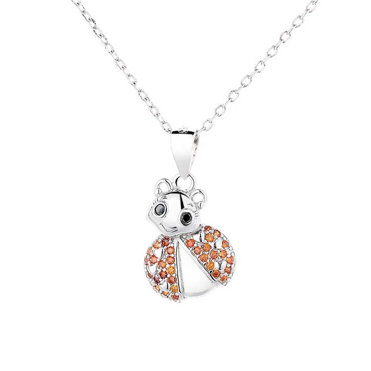 Kids Jewelry Real Silver 925 Ladybird Design Pendant Cute Ladybug Necklace for Kids Gift